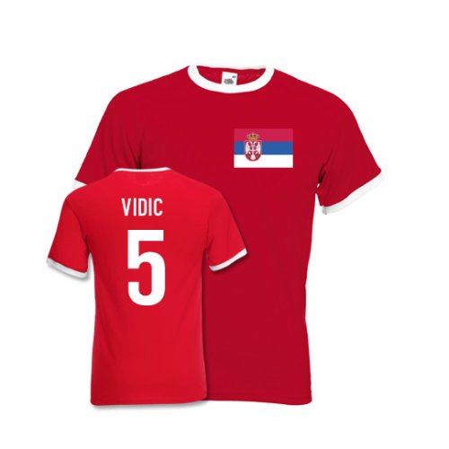 Nemanja Vidic Serbia Ringer Tee (red)