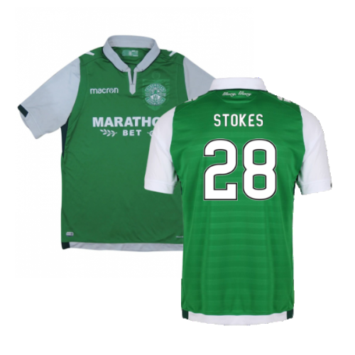 2017-18 Hibernian Home Shirt (XL) (Excellent) (Stokes 28)