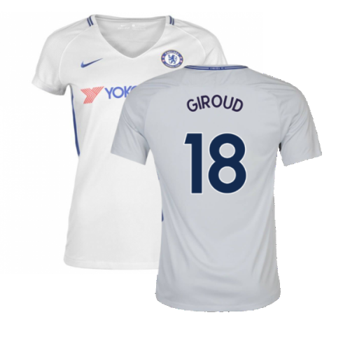 2017-2018 Chelsea Away Nike Ladies Shirt (Womens L) (Mint) (Giroud 18)