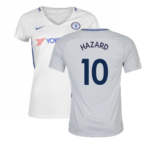 2017-2018 Chelsea Away Nike Ladies Shirt (Womens L) (Mint) (Hazard 10)