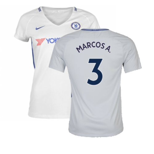 2017-2018 Chelsea Away Nike Ladies Shirt (Womens L) (Mint) (Marcos A. 3)