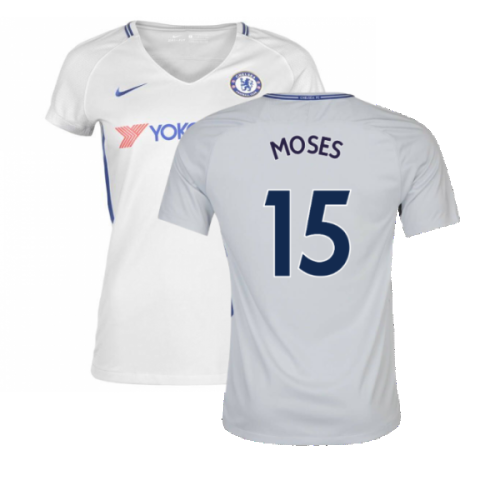 2017-2018 Chelsea Away Nike Ladies Shirt (Womens L) (Mint) (Moses 15)