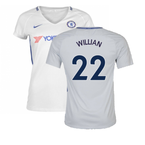 2017-2018 Chelsea Away Nike Ladies Shirt (Womens L) (Mint) (Willian 22)