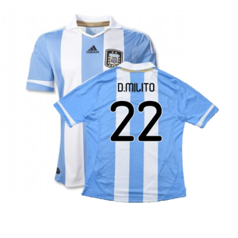 Argentina 2011-2012 Home Shirt (L) (Good) (D.Milito 22)