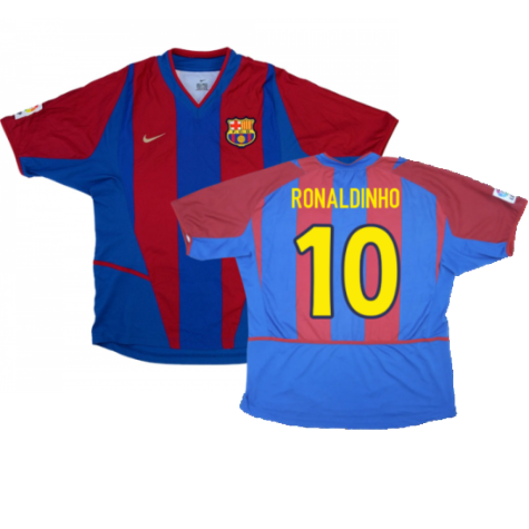 Barcelona 2002-03 Home Shirt (L) (Very Good) (Ronaldinho 10)