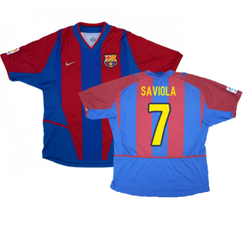 Barcelona 2002-03 Home Shirt (L) (Very Good) (Saviola 7)
