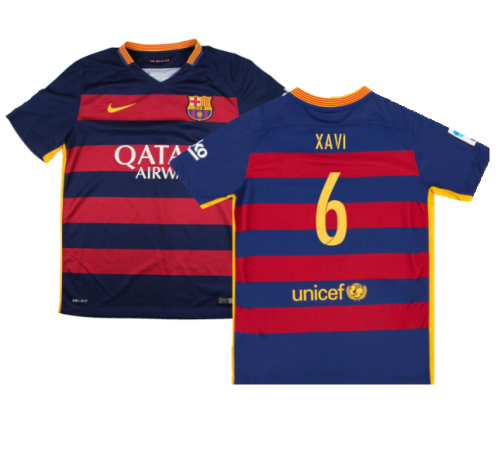 Barcelona 2015-16 Home Shirt (2XL) (Mint) (Xavi 6)