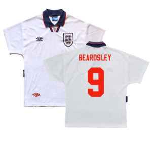 England 1993-1995 Home Shirt (L) (Excellent) (Beardsley 9) England 1993-1995 Home Shirt (L) (Excellent) (Beardsley 9)