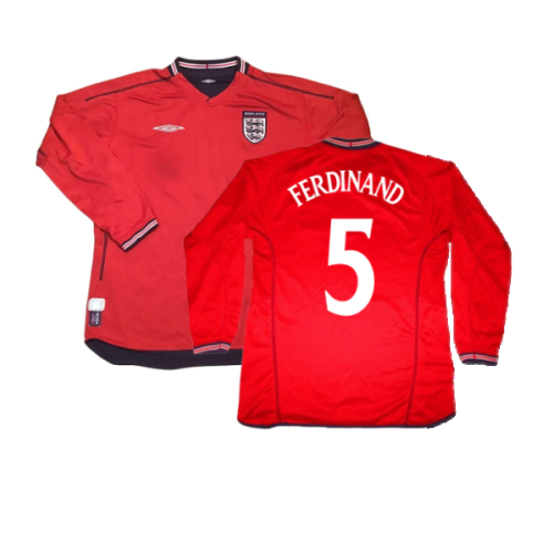 England 2002-04 Away Shirt LS (L) (Excellent) (FERDINAND 5)