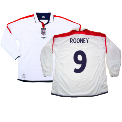 England 2003-05 Home L/S Shirt (M) (Excellent) (Rooney 9)