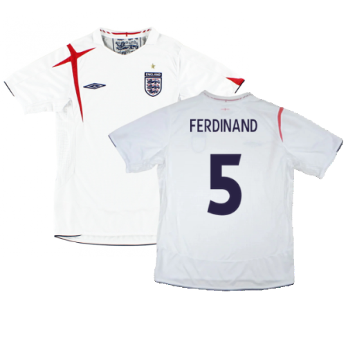 England 2006-08 Home Shirt (Med) (Excellent) (FERDINAND 5)