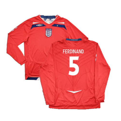 England 2008-10 Long Sleeve Away Shirt (XXL) (Excellent) (FERDINAND 5)