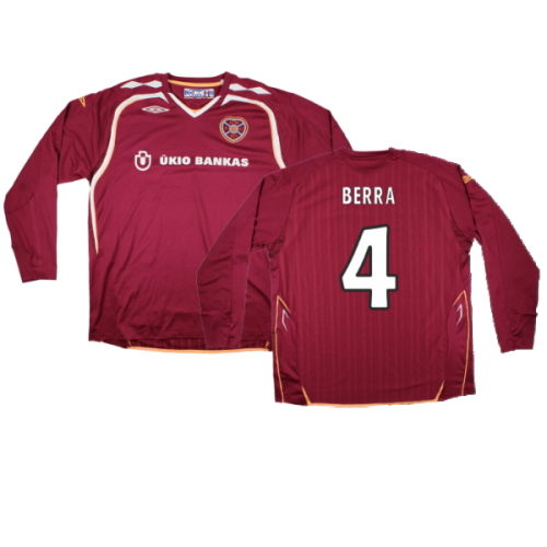 Hearts 2007-08 Long Sleeve Home Shirt (XXL) (Excellent) (Berra 4)