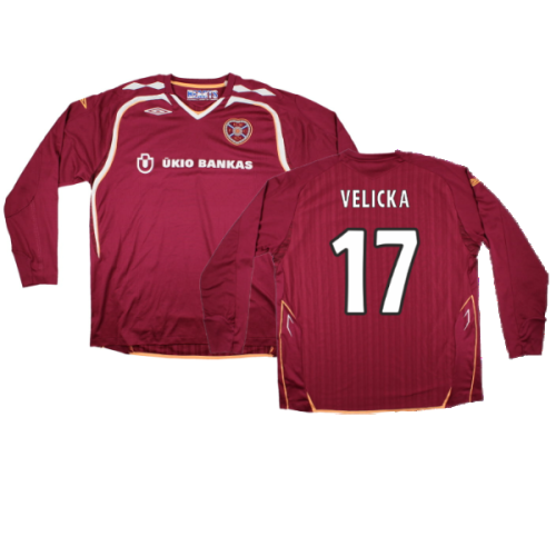 Hearts 2007-08 Long Sleeve Home Shirt (XXL) (Excellent) (Velicka 17)