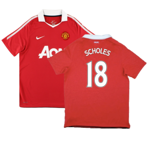 Manchester United 2010-11 Home Shirt (Very Good) (Scholes 18)