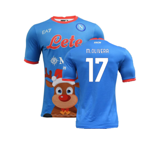 Napoli 2022-23 Special Edition Christmas Shirt (S) (Excellent) (M.Olivera 17)