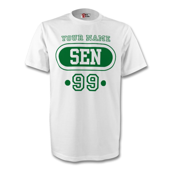 Senegal Sen T-shirt (white) + Your Name