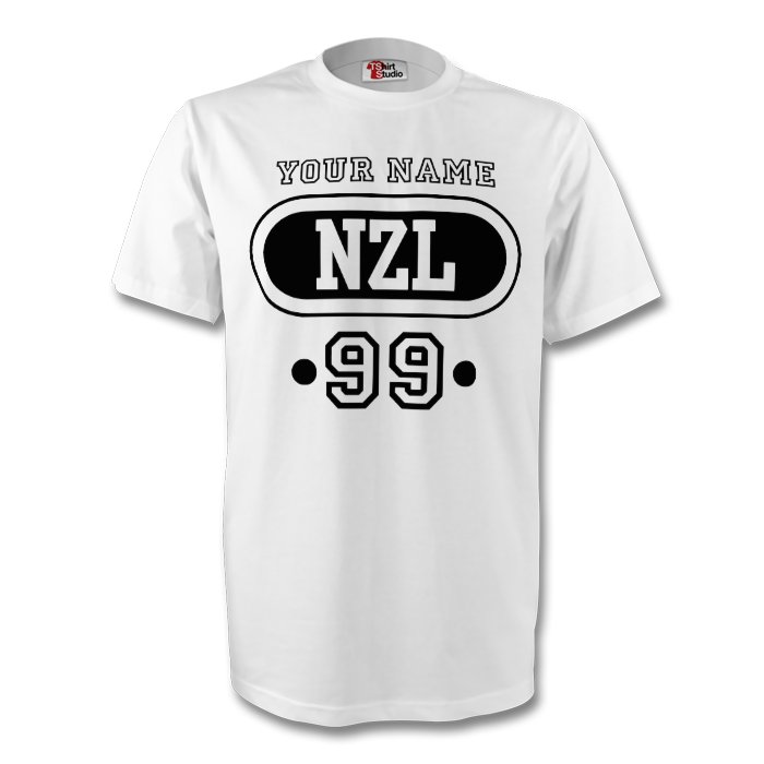 New Zealand Nzl T-shirt (white) + Your Name (kids)