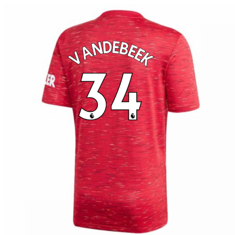 2020-2021 Man Utd Adidas Home Football Shirt (Kids) (VAN DE BEEK 34)