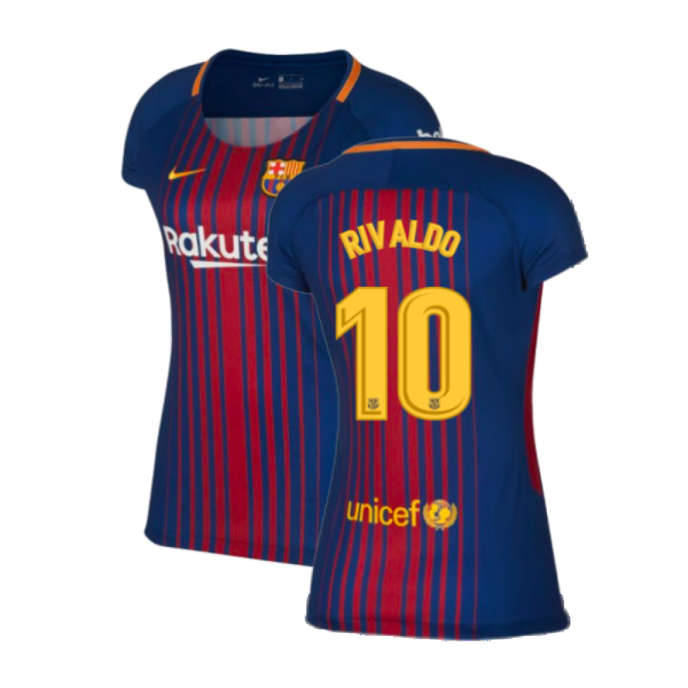 2017-2018 Barcelona Home Shirt (Womens) (Rivaldo 10)