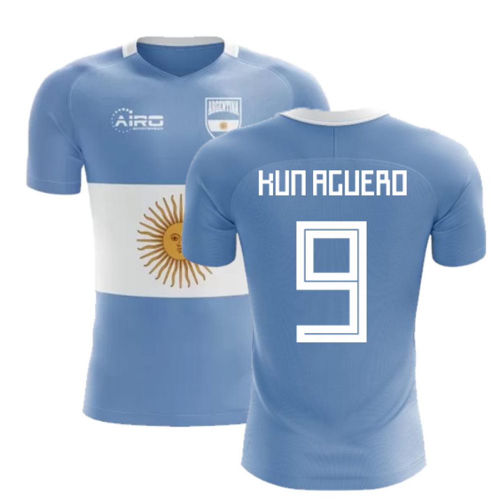 2024-2025 Argentina Flag Concept Football Shirt (Kun Aguero 9)