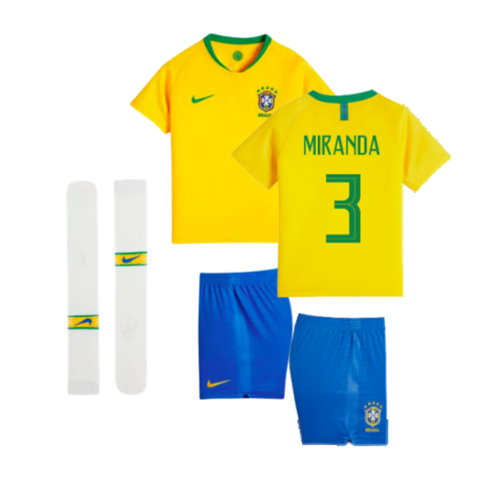 2018-2019 Brazil Little Boys Home Kit (Miranda 3)