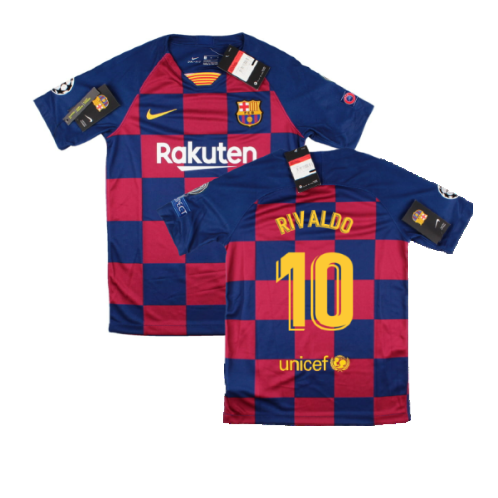 2019-2020 Barcelona CL Home Shirt (Kids) (RIVALDO 10)