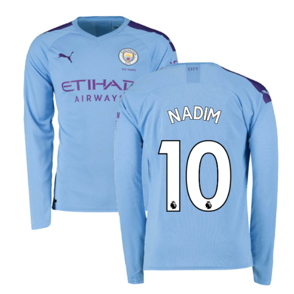 2019-2020 Manchester City Puma Home Long Sleeve Shirt (Nadim 10)