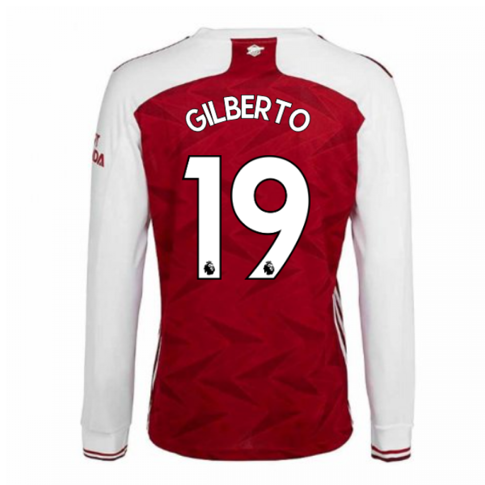 2020-2021 Arsenal Adidas Home Long Sleeve Shirt (GILBERTO 19)