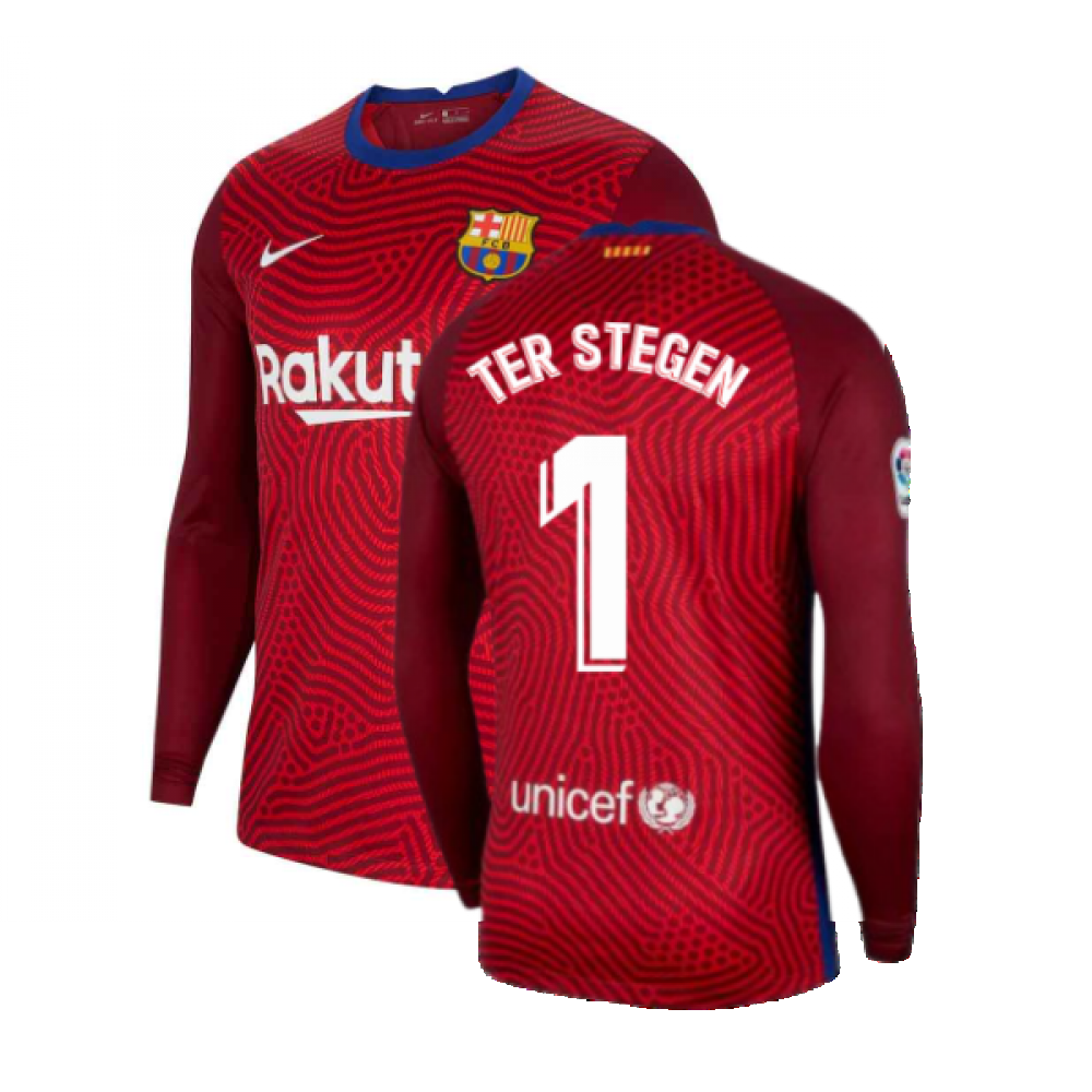 2020-2021 Barcelona Away Goalkeeper Shirt (Red) (TER STEGEN 1)