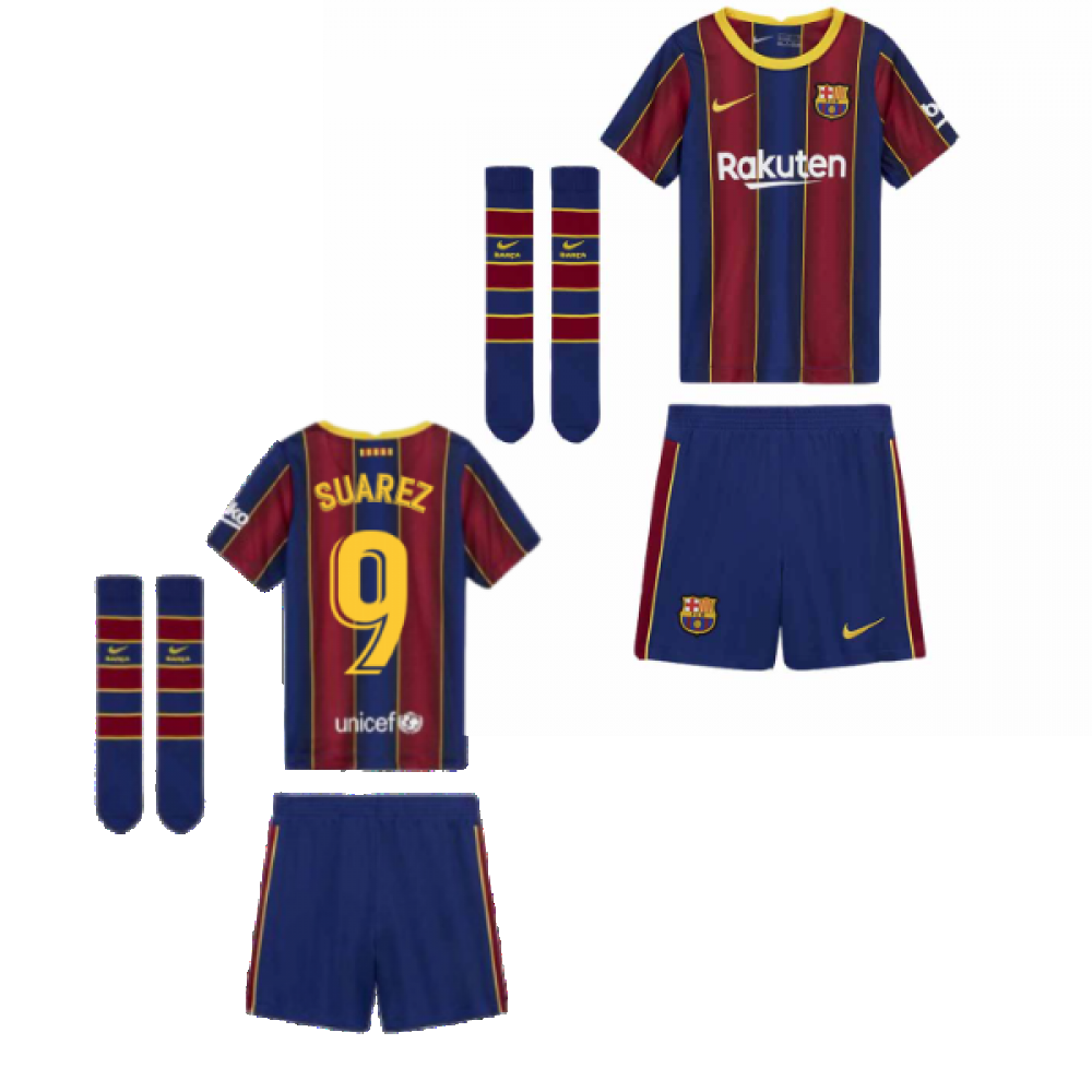 2020-2021 Barcelona Home Nike Little Boys Mini Kit (SUAREZ 9)