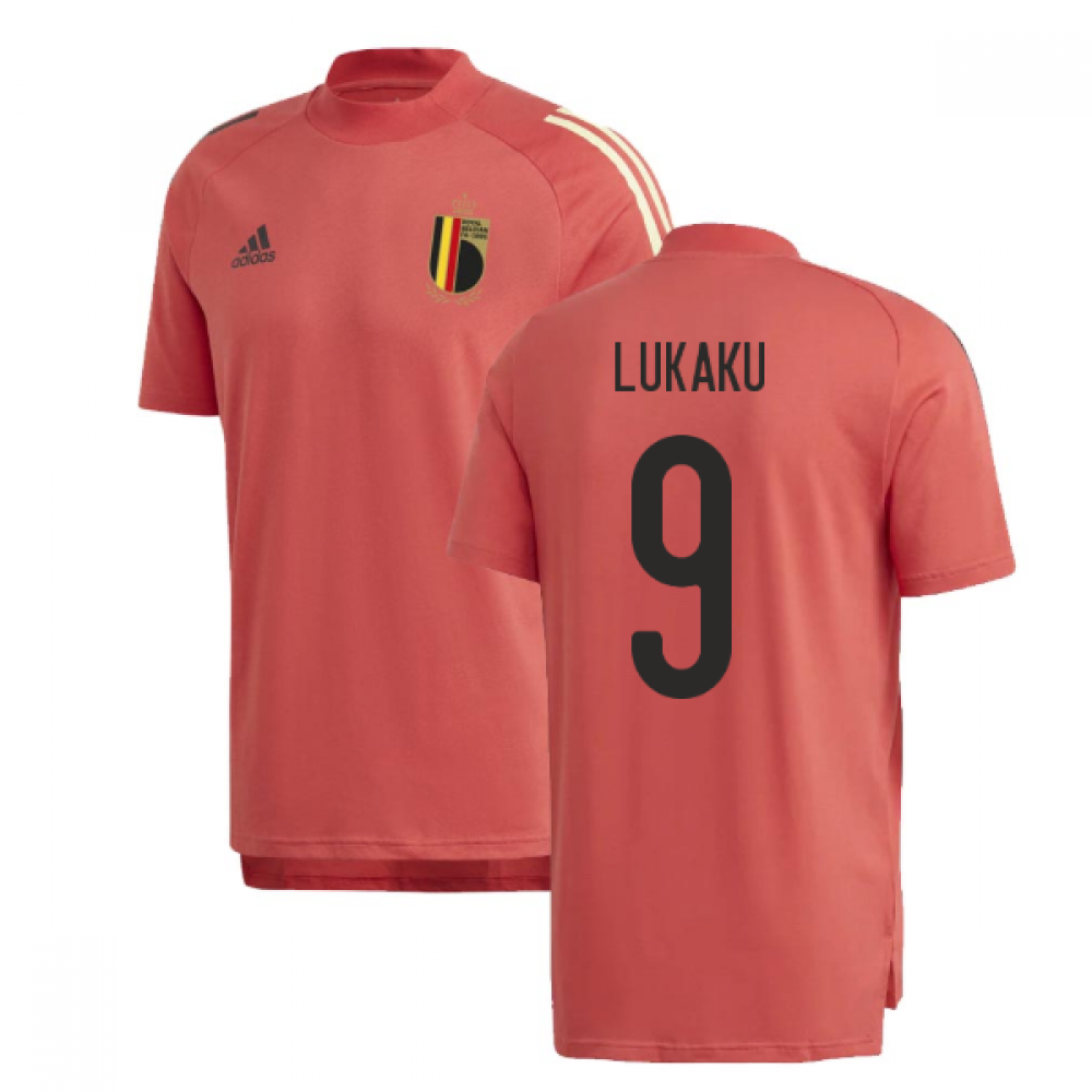 2020-2021 Belgium Adidas Training Tee (Red) (LUKAKU 9)