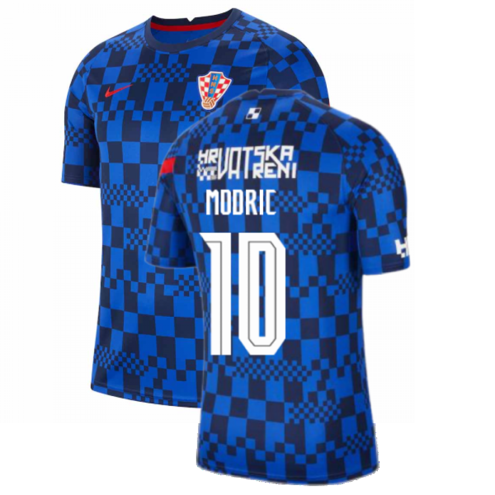 2020-2021 Croatia Pre-Match Training Shirt (Blue) - Kids (MODRIC 10)