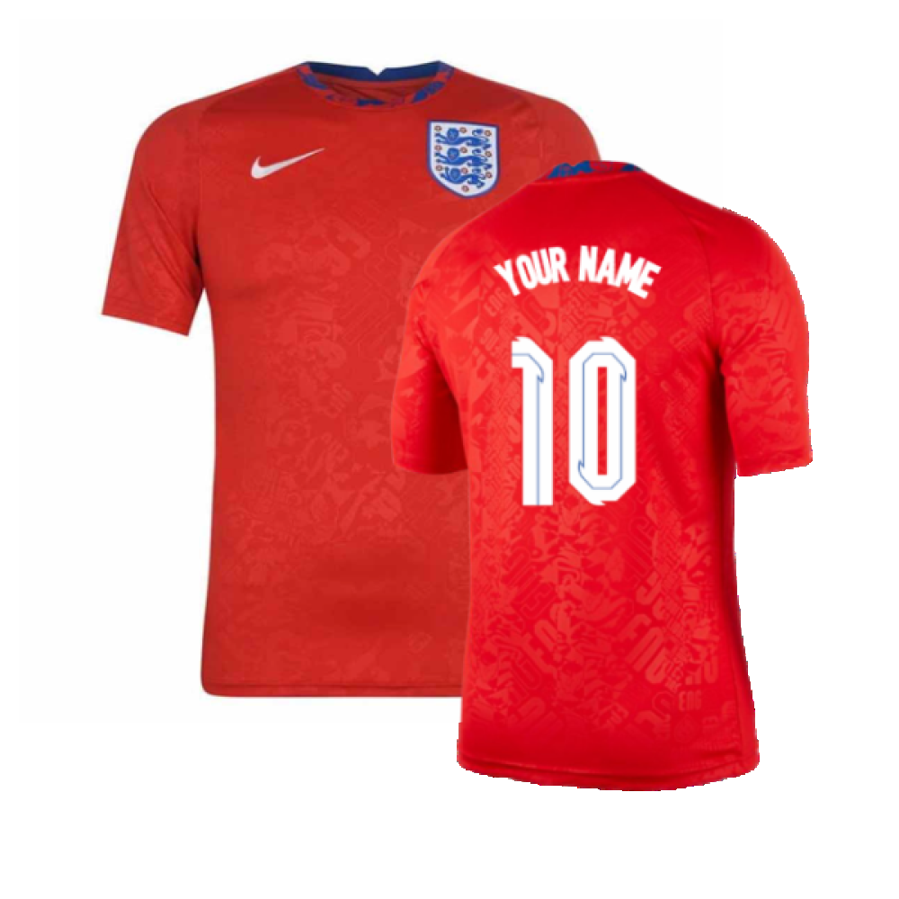 2020-2021 England Pre-Match Training Shirt (Red) (Your Name)