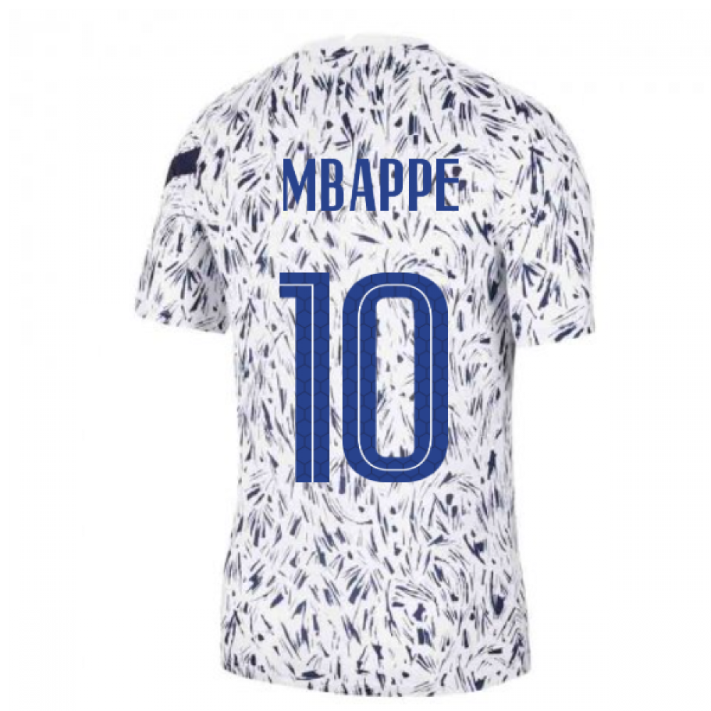 2020-2021 France Nike Dry Pre-Match Training Shirt (White) (MBAPPE 10)