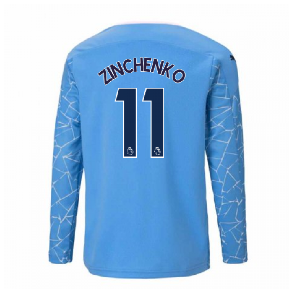 2020-2021 Manchester City Puma Home Long Sleeve Shirt (Kids) (ZINCHENKO 11)