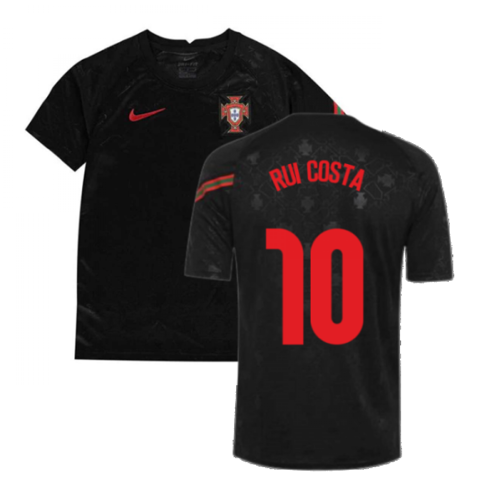 2020-2021 Portugal Pre-Match Training Shirt (Black) - Kids (RUI COSTA 10)