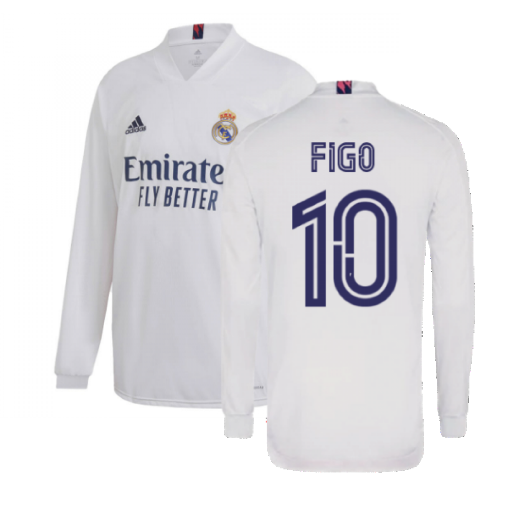 2020-2021 Real Madrid Long Sleeve Home Shirt (FIGO 10)