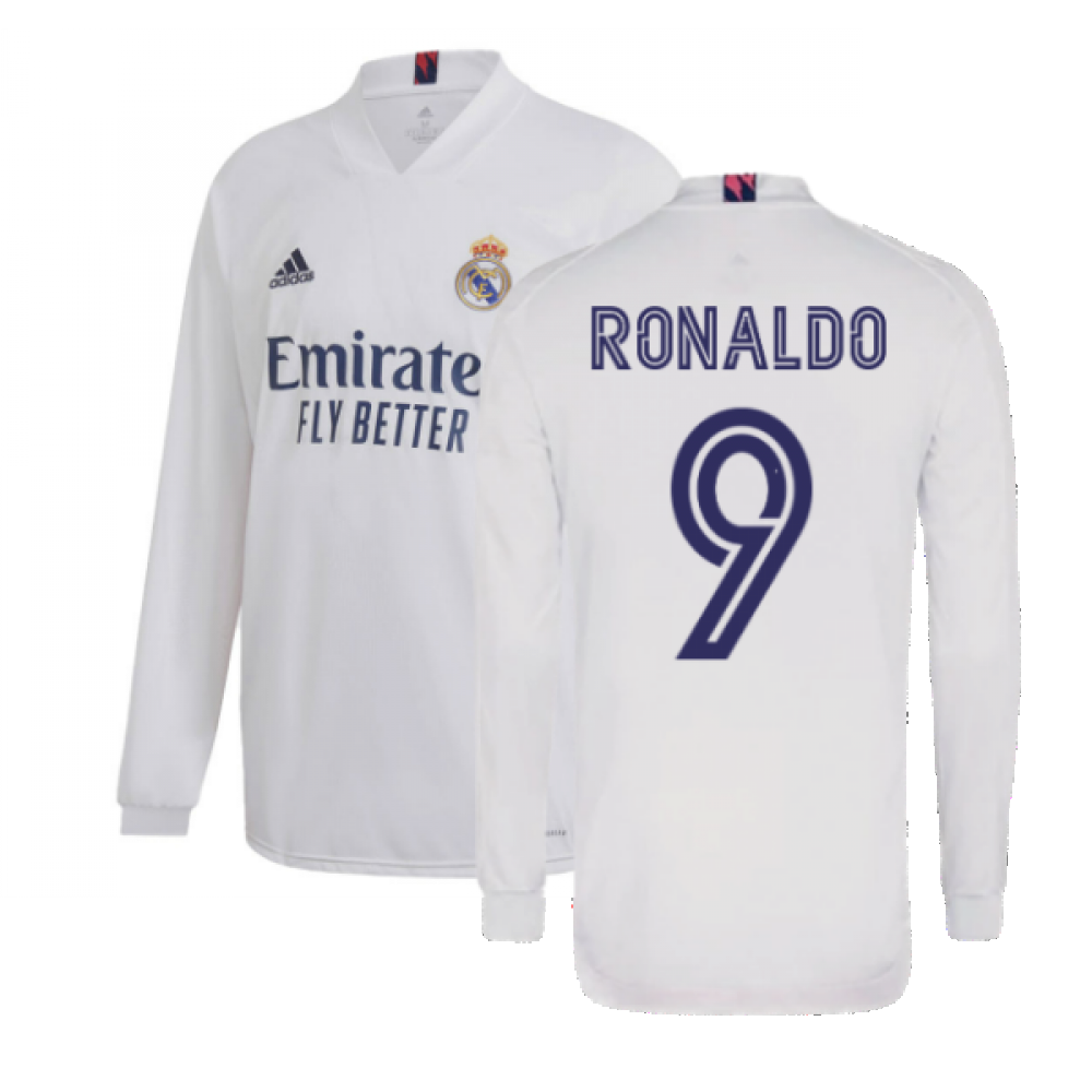 2020-2021 Real Madrid Long Sleeve Home Shirt (RONALDO 9)