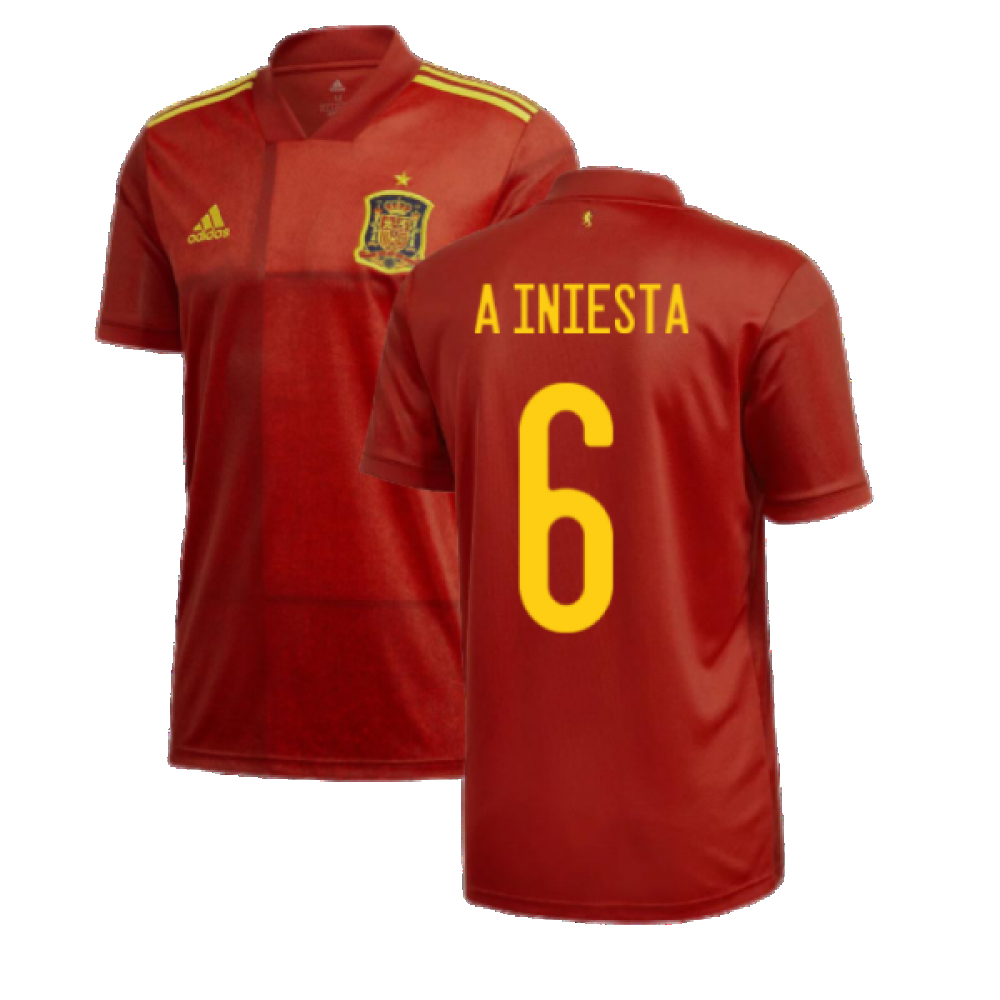 2020-2021 Spain Home Adidas Football Shirt (A INIESTA 6)