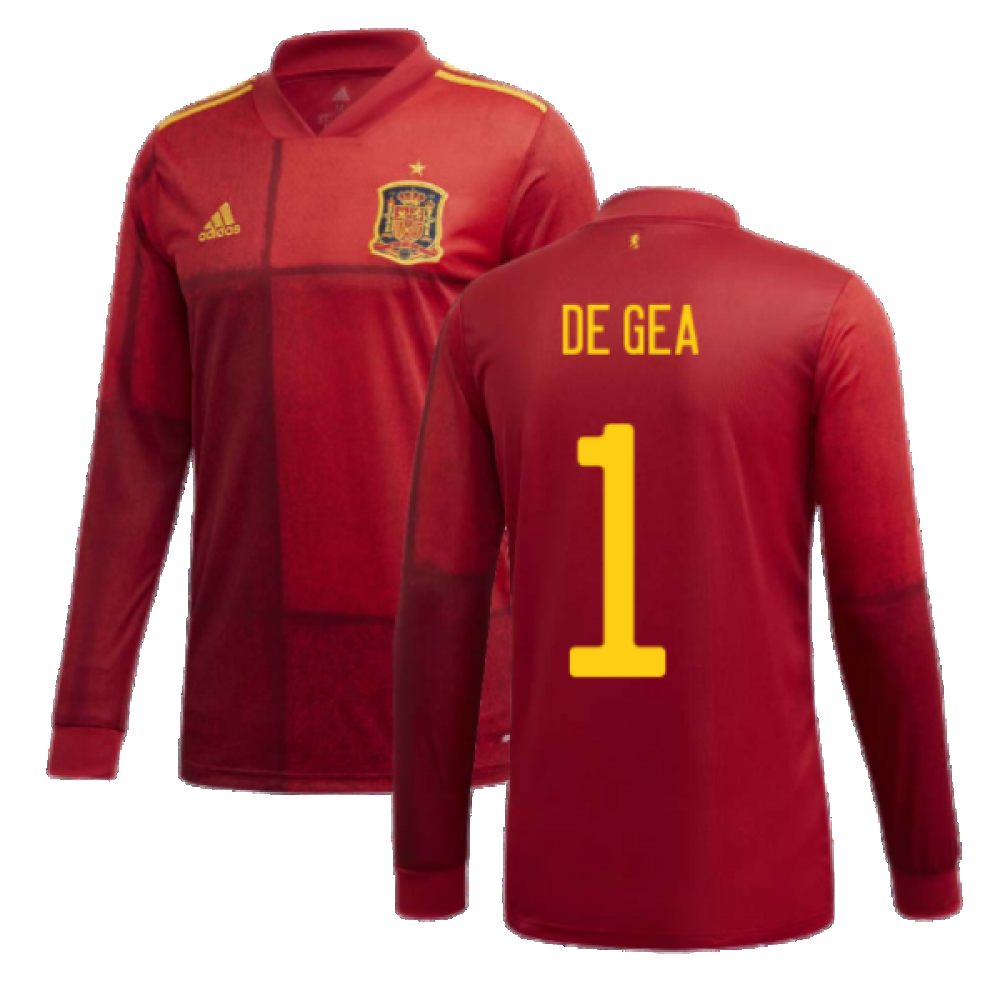 2020-2021 Spain Home Adidas Long Sleeve Shirt (DE GEA 1)