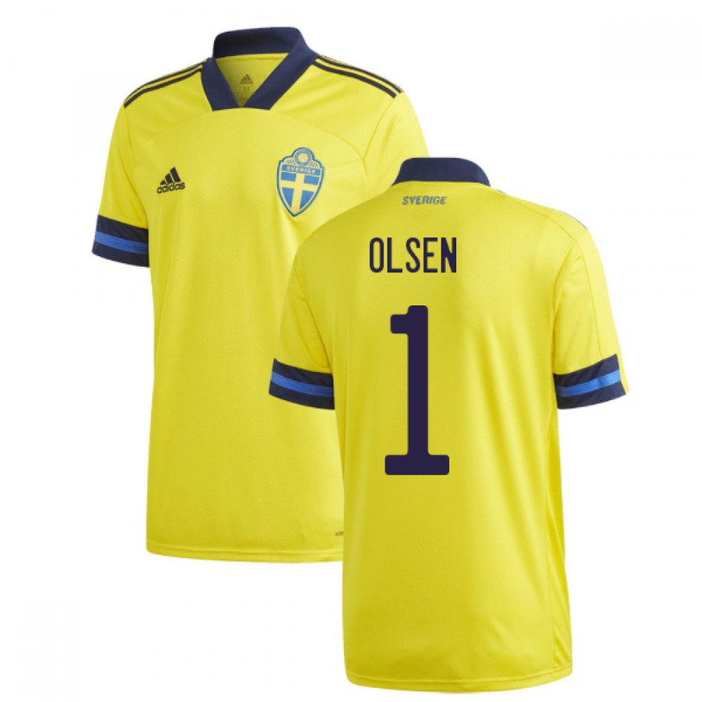 2020-2021 Sweden Home Adidas Football Shirt (OLSEN 1)