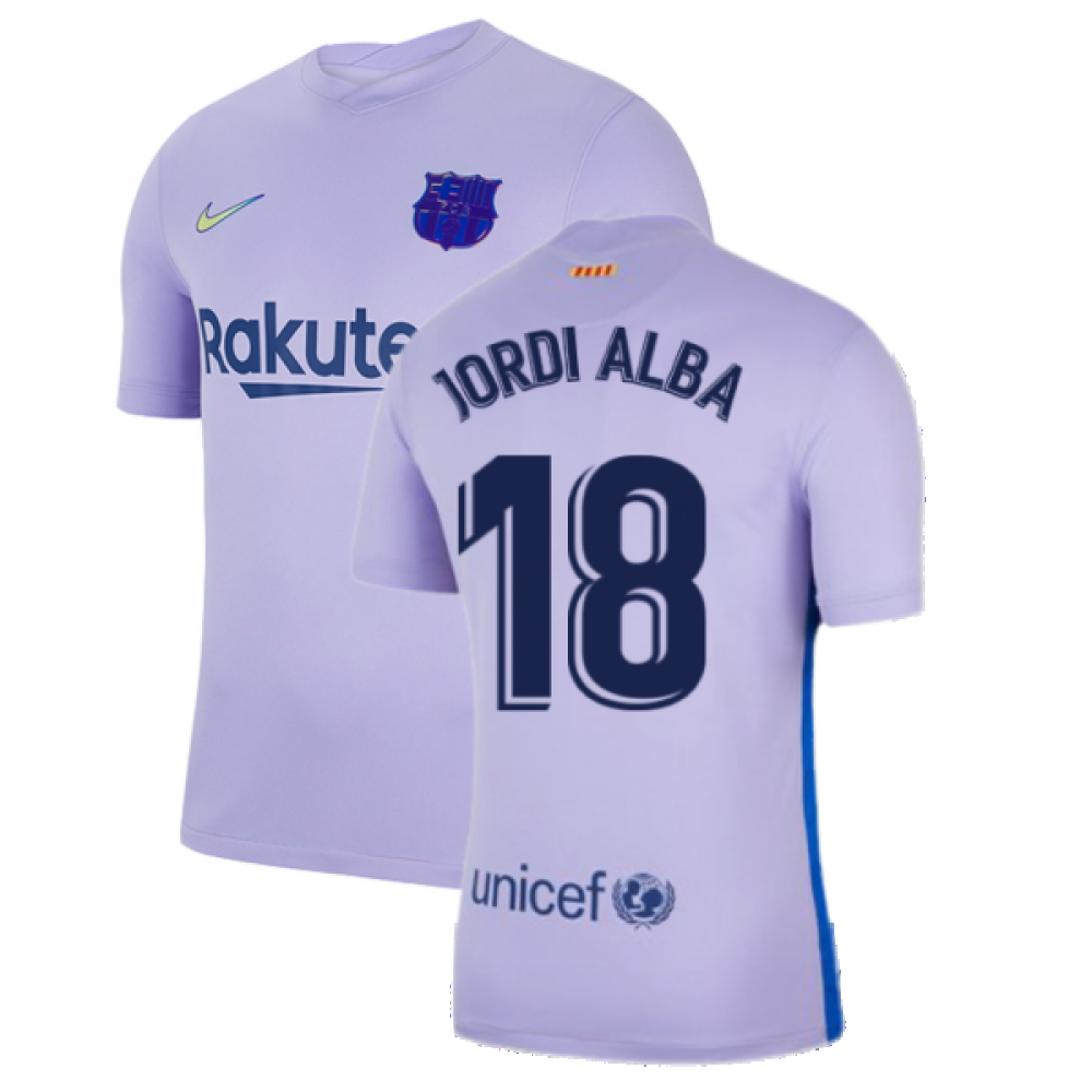 2021-2022 Barcelona Away Shirt (Kids) (JORDI ALBA 18)