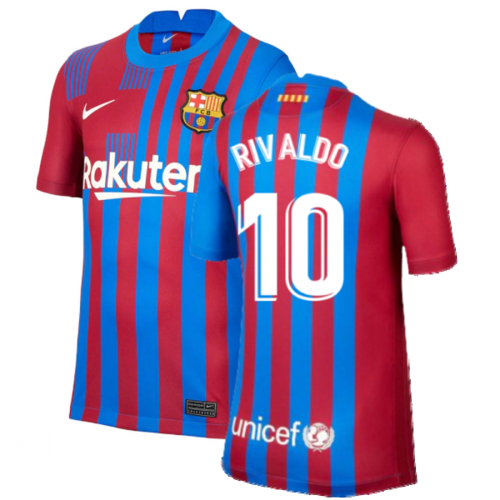 2021-2022 Barcelona Home Shirt (Kids) (RIVALDO 10)