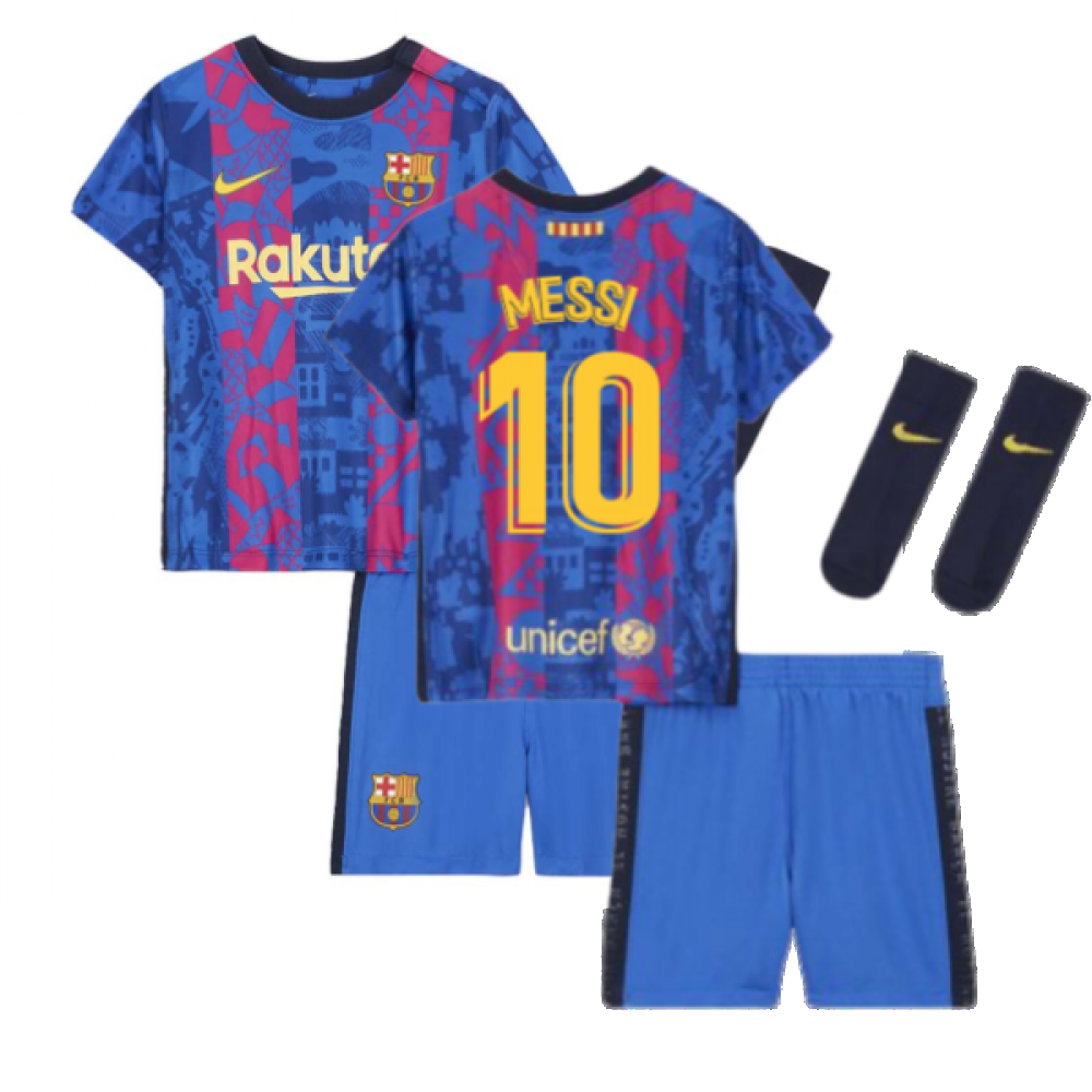 2021-2022 Barcelona Infants 3rd Kit (MESSI 10)