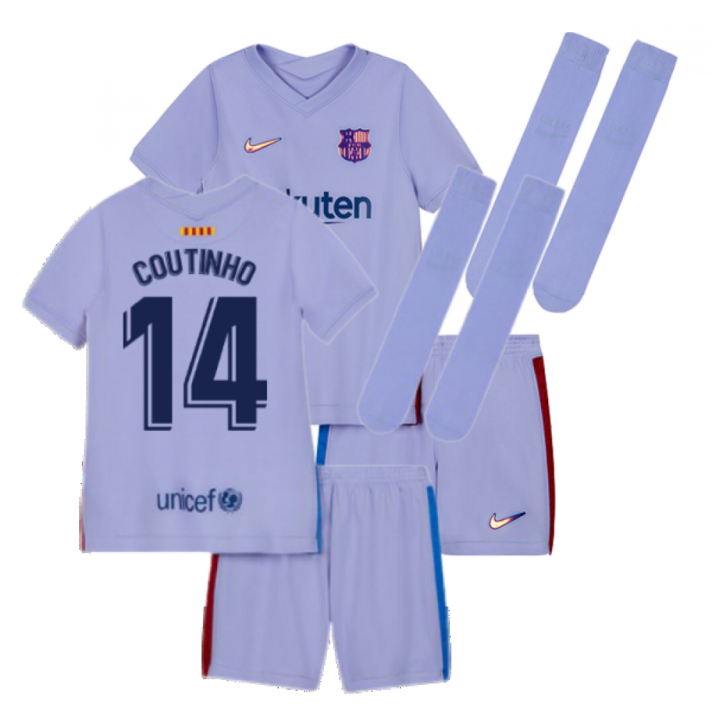 2021-2022 Barcelona Infants Away Kit (COUTINHO 14)