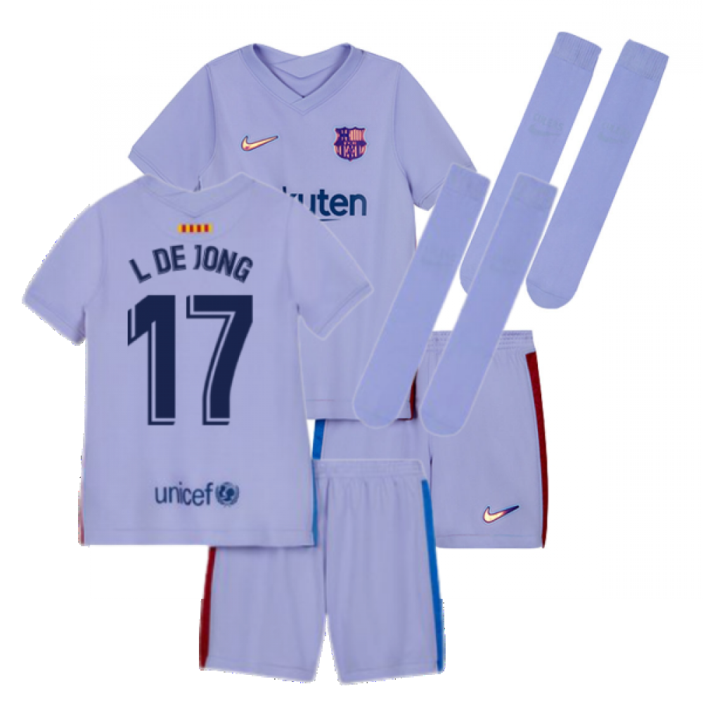 2021-2022 Barcelona Infants Away Kit (L DE JONG 17)