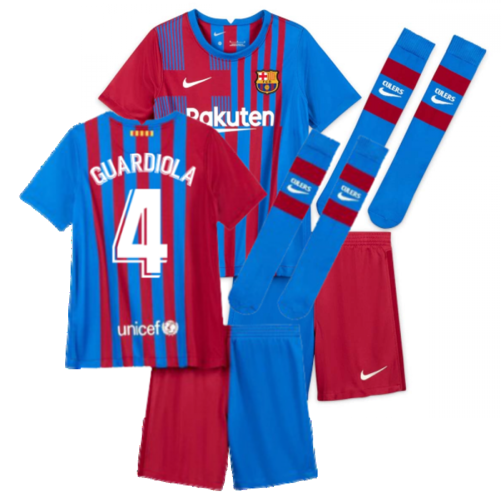 2021-2022 Barcelona Little Boys Home Kit (GUARDIOLA 4)