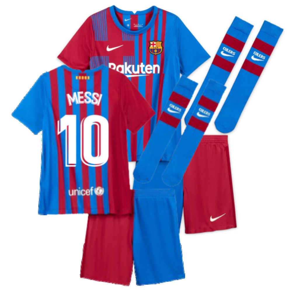 2021-2022 Barcelona Little Boys Home Kit (MESSI 10)