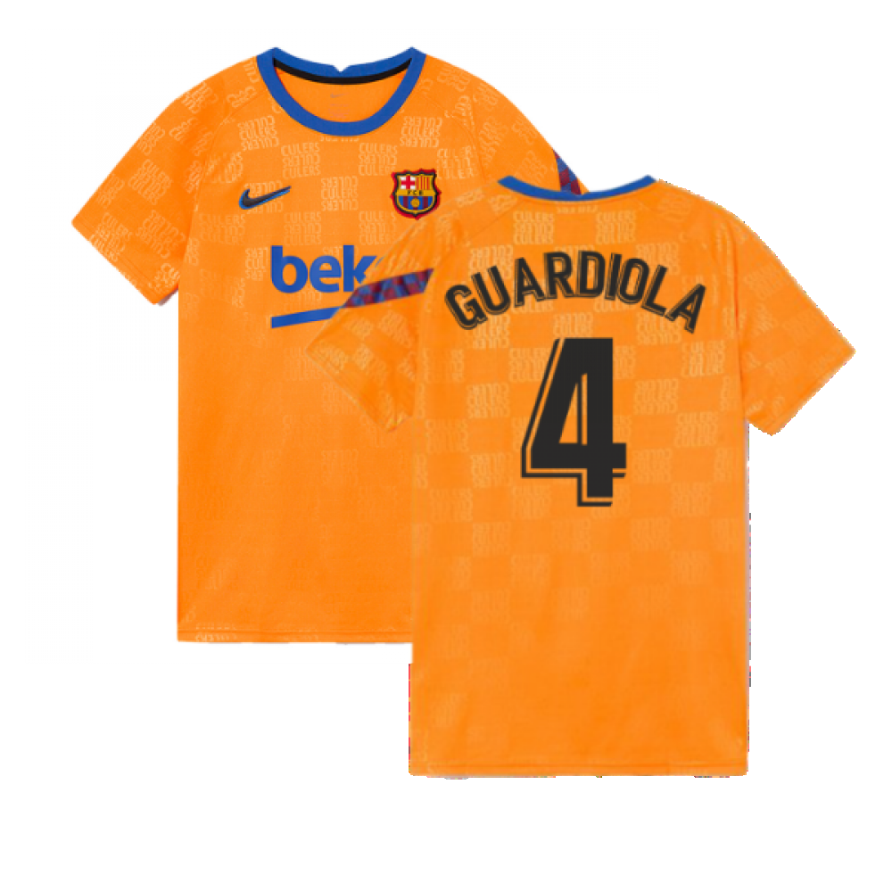 2021-2022 Barcelona Pre-Match Jersey (Orange) (GUARDIOLA 4)